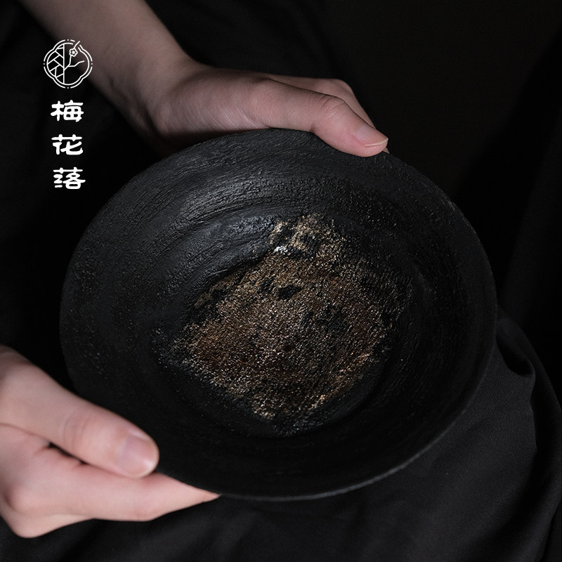 Plum Blossom Drop Large Lacquer Ceramic Tea Bowl with gold foil Pot Bearing Tea Tray Tea Tray Round Dry Soak Terrace Raising Pot Trays Creek Dollar Tea Affair-Taobao