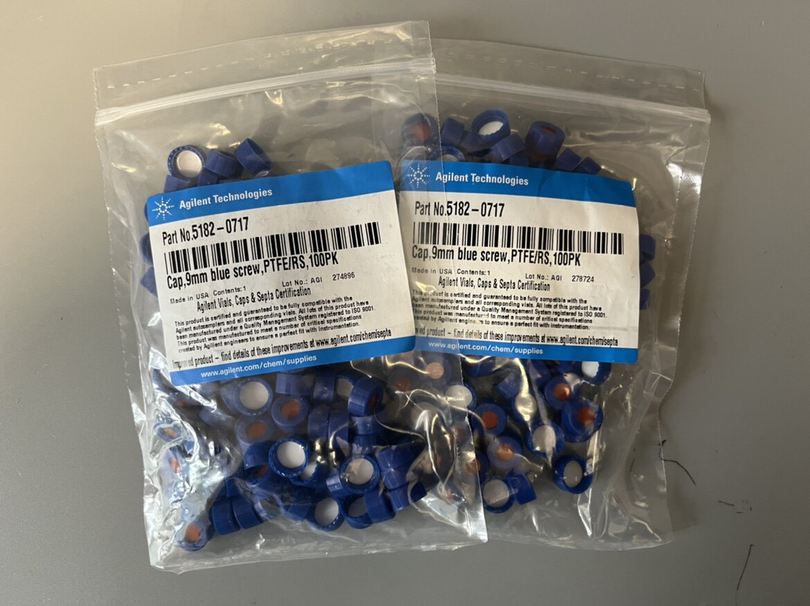 安捷伦2ml样品瓶螺纹口瓶盖含红隔垫5182-0717 5185-5820