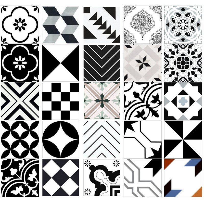 Factory direct sale black and white tiles 300 antique living room floor tiles bathroom tile tiles retro art small tiles
