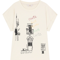 Fairys Pocket Contrast Color Letter Embroidery Loose Short Sleeve T-Shirt Womens 2024 Summer New Casual All-Match Top