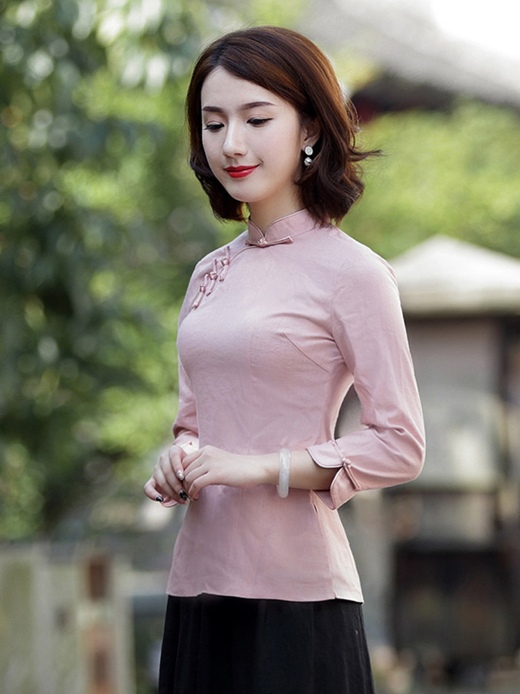 Junya Tang Dress Women's Clothes China Wind Qipao Style Blouse Dish Buckle Retro Tea Suit Chinese National Wind Women's Clothing Spring Autumn