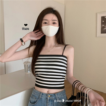 Retro stripes Dont give a little harnesses vest women Summer 2022 New outwear Undershirt Short hot girl blouse