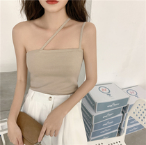 Fan-style black knit harness vest female summer 2022 new inner lap 100 hitch back outside wearing blouses