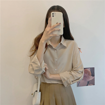 Retro Student White Shirt Woman Design Sensation Small Crowblouse Spring 2022 New Lady Han Version 100 Hitch Shirt