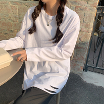 Long sleeves Nets white t-shirt female summer 2022 New small shirts New pint loose 100 hitch undershirt blouses