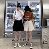 Pants black shorts Women summer loose Korean suit pants high waist white casual pants five-legged wide leg pants