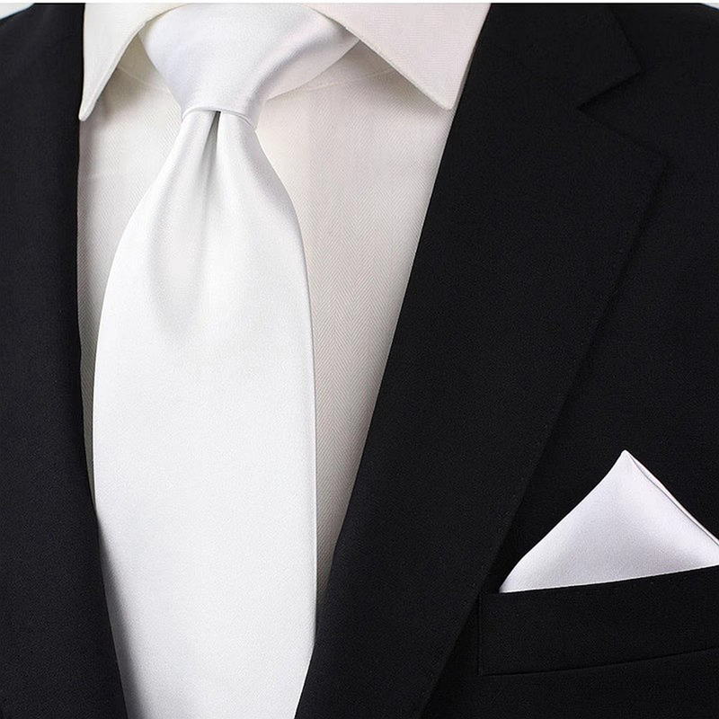 High-Quality Solid White Tie 8.5cm Men's Business Formal Wear Cocktail Party Wedding Host Civil Servant Work