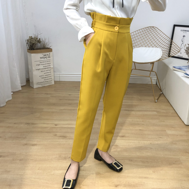 Large size dress woman pants High waist Western clothing pants 200 catty Sister smoke pipe pants 90% pants suitable for thigh root coarse pants