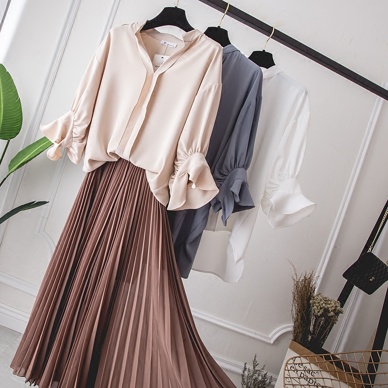 Gfei steps up the code women's dress 200 catty and fat sister Conspicubo Skinny's Fat Fairy Loose Snow-spinning Jersey Woman Blouse