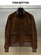 TOM BOTTER La veste de Harlington importée suède cuir cuir de cuir homme mead liveman manteau de cuir collet de cuir