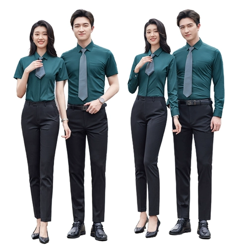 Рубашка для работы подходит для мужчин и женщин, пиджак классического кроя, комплект, короткий рукав, делается под заказ, с печатью вашего логотипа