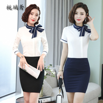 Professional shirt hotel front desk cash register waiter beautician work clothes female autumn winter long sleeve stewardess uniform set