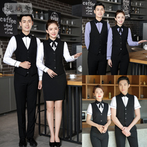 Hotel ktv front desk cashier work clothes set mens catering hot pot restaurant long sleeve shirt vest work