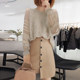 Round neck champagne color thin knitted sweater loose sweater top European station autumn women's clothing 2022 new European trend