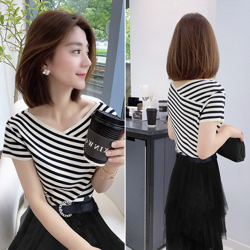 Phiên bản Hàn Quốc của váy sọc lưới trong phần váy dài eo eo châu Âu Quần áo nữ mùa hè 2020 hàng mới châu Âu - Váy eo cao