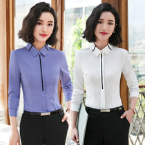 Professional White Shirt Woman Blue Temperament Plus Suede Thickened Warm Lining 2022 Autumn Winter New Tooling Positive Work Clothes