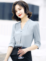 Career Shirt Woman Snowspinning Summer Lady Workwear Shirt Mid Sleeve 2022 New Fashion Temperament Manager White Collar