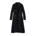 [Người mẫu hợp tác với nhà thiết kế] Quần áo dành cho phụ nữ đặc biệt, áo khoác dài đơn giản màu đen, áo gió thông thường có sờn màu tương phản - Trench Coat Trench Coat