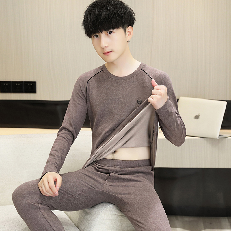 Spontaneous Thermal Warm Underwear Men's Defense Chill Great Boy Autumn Clothes Autumn Pants Suit Teenagers Middle School Students Dsuede Jersey Pants-Taobao