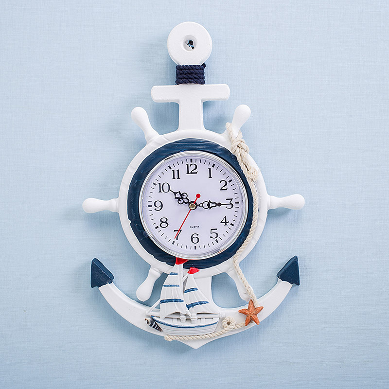 Mediterranean style Rudder wall clock Creative Ocean Clock Silent living room bedroom Children's room decorative clock Wall hanging decoration