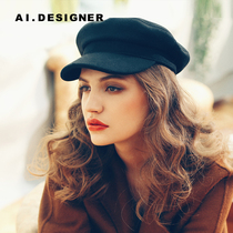 AI 2021 Early Autumn Fashion Week fashionable British retro Beret Navy hat Newsboy hat Hat female cap