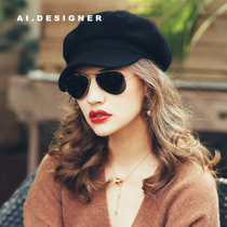 AI Autumn and Winter Fashion Week report childrens hat British retro beret wild hat Tide brand autumn and winter womens octagonal hat