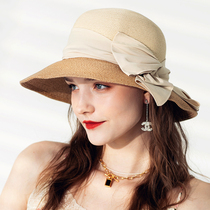 AIu Japan UV sun protection hat anti-UV large hat peak butterfly knot casual grass hat hat children summer sun hat