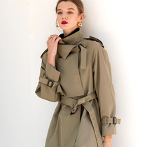 AI British coat 2021 early autumn Gao Ding light luxury trench coat Battle robe Poison home waist thin female main gas field coat