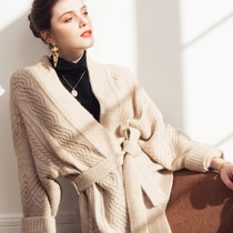 AI heavy luxury cashmere sweater cardigan waist thin gas field strong heavy cashmere sweater short coat coat