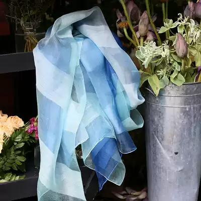 AI silk scarf women's early autumn high-end wool scarf wool silk shawl silk long version of mulberry silk scarf