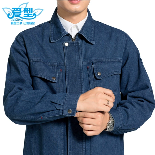 Хлопковый джинсовый комбинезон с молнией подходит для мужчин и женщин для работы, увеличенная толщина