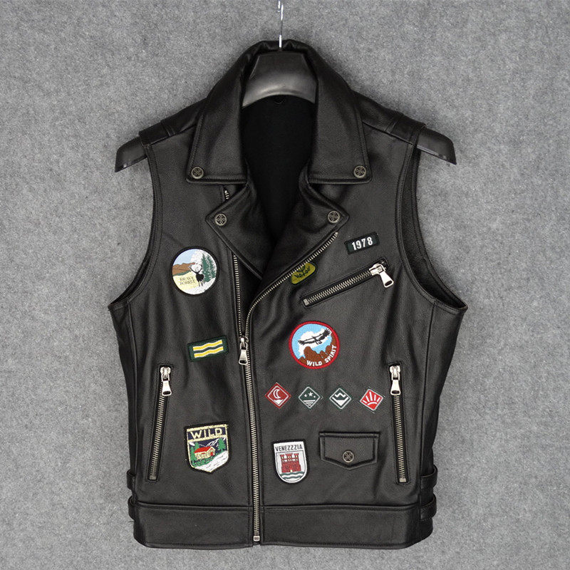 Only 30 pieces of new Pakistani top-layer cowhide leather jackets with multi-standard motorcycle vests for men and women couples