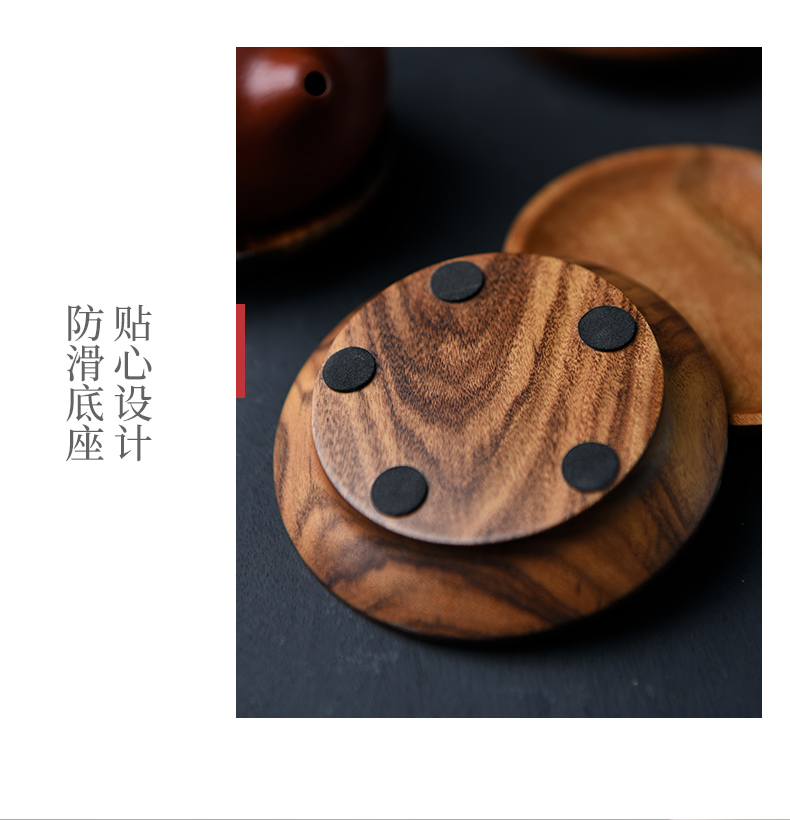 Ceramic story real wood coasters pot pad manual cup insulation pad tea utensils kung fu tea accessories