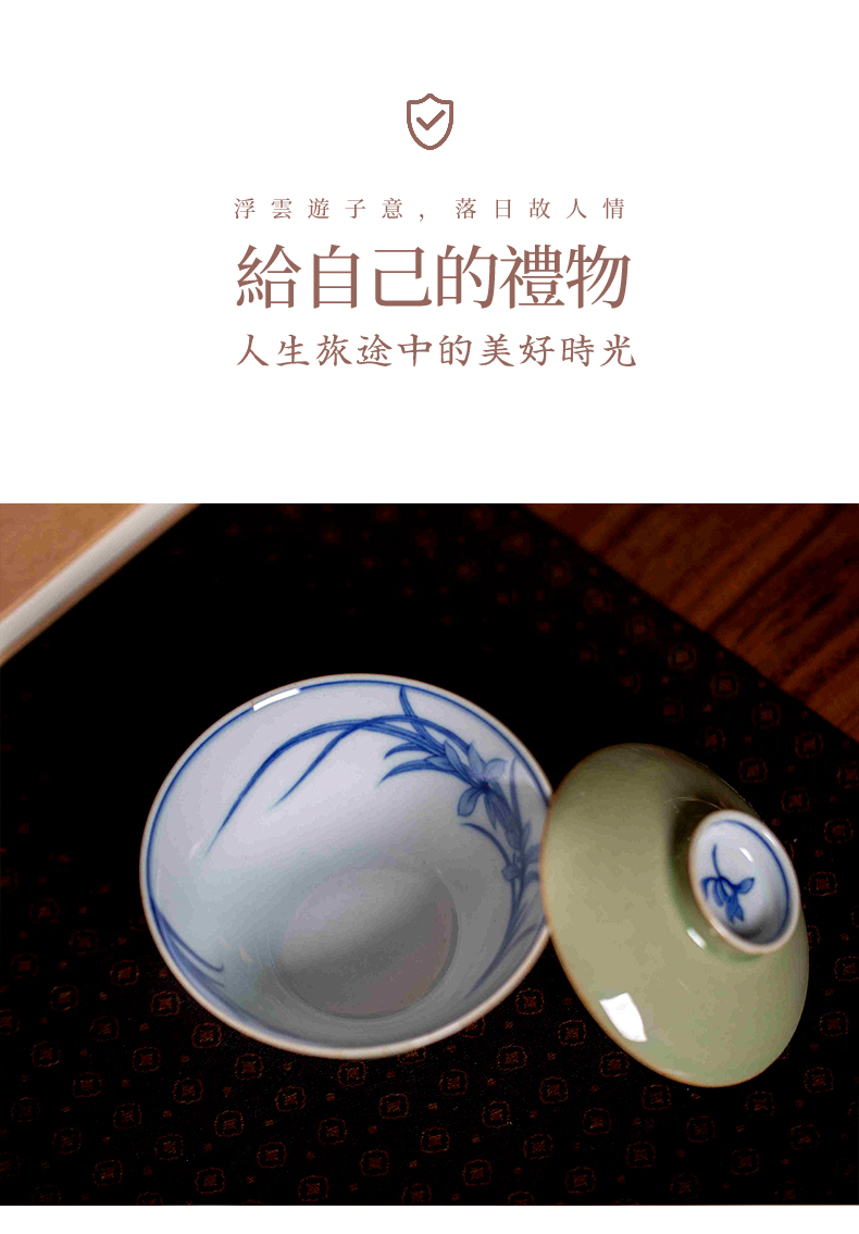 High - end checking hand - made ceramic story town tureen three tureen only a single pea green glaze LanYin tureen