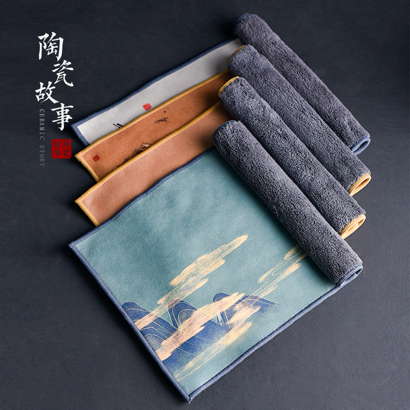 Ceramic story deerskin flocking thickening high - grade suction a pot of tea towel cloth zen tea table mat mat kung fu tea accessories