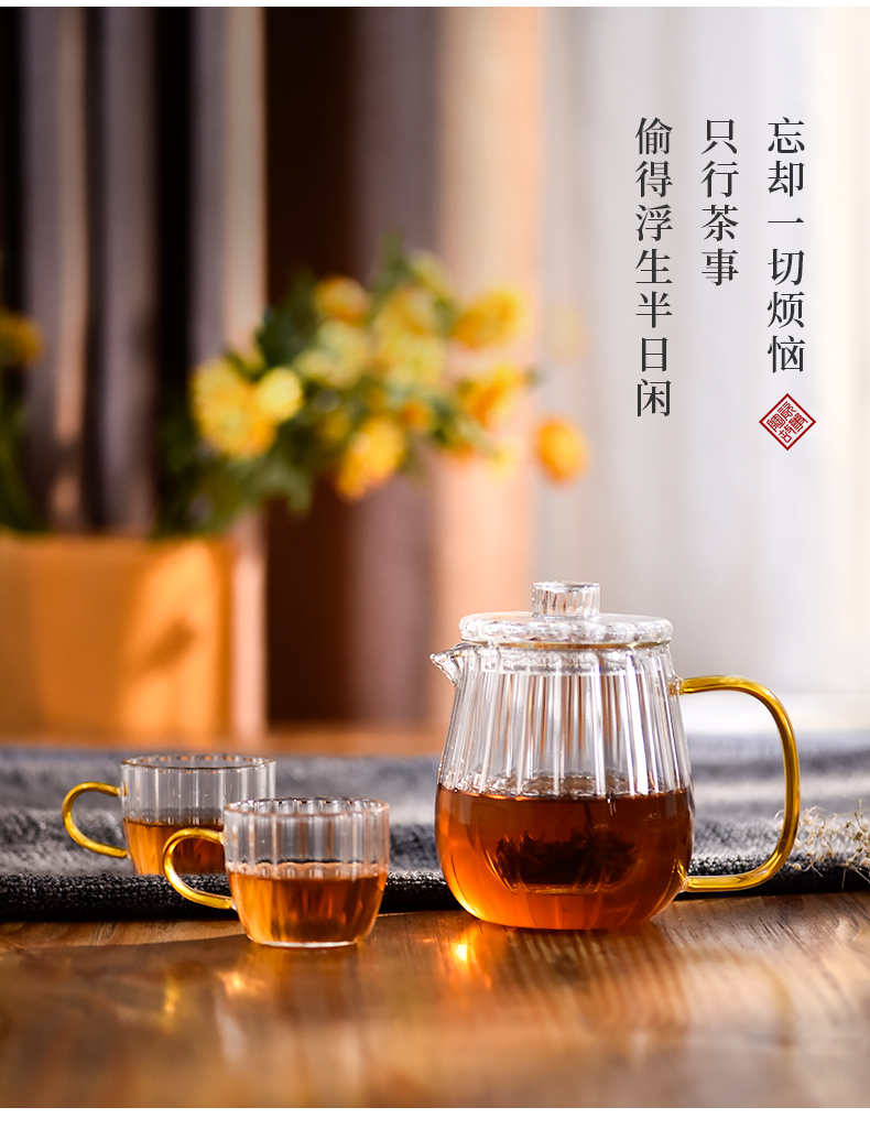 Ceramic teapot story glass tea set single pot of high temperature resistant filter cups kung fu suit household flower pot