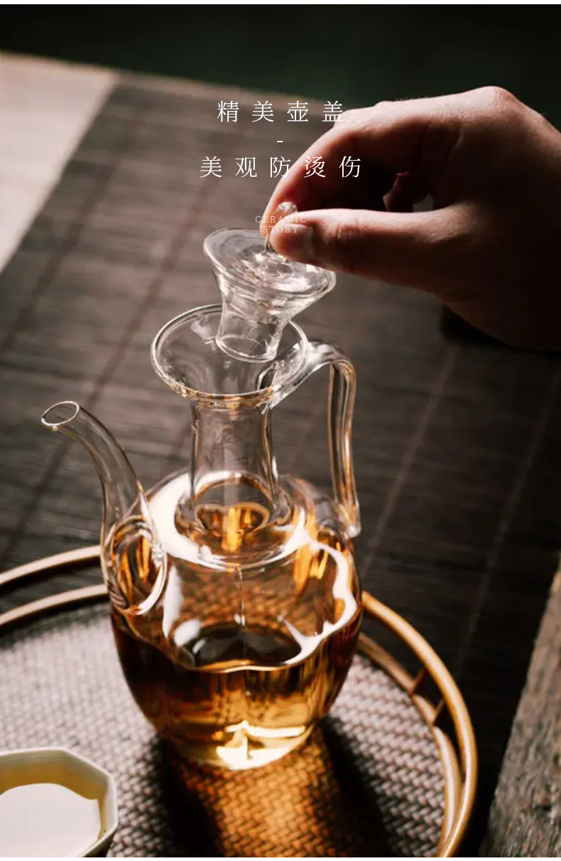 The Story of pottery and porcelain imitation song dynasty style typeface ewer pure manual with thick transparent glass tea set high temperature burn blisters teapot small single pot