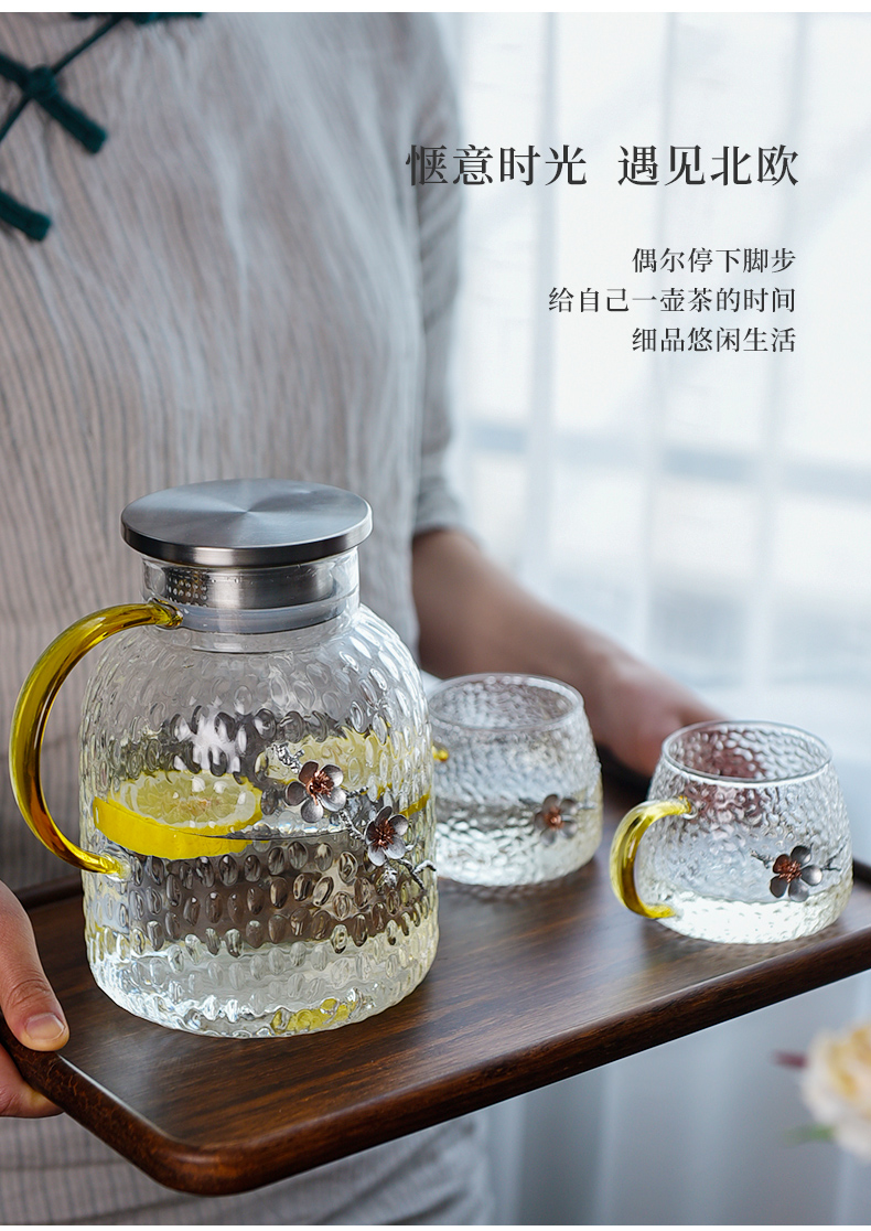 Ceramic story thickening cold bottle glass kettle high - temperature household large - capacity cold boiled water kettle cup suit