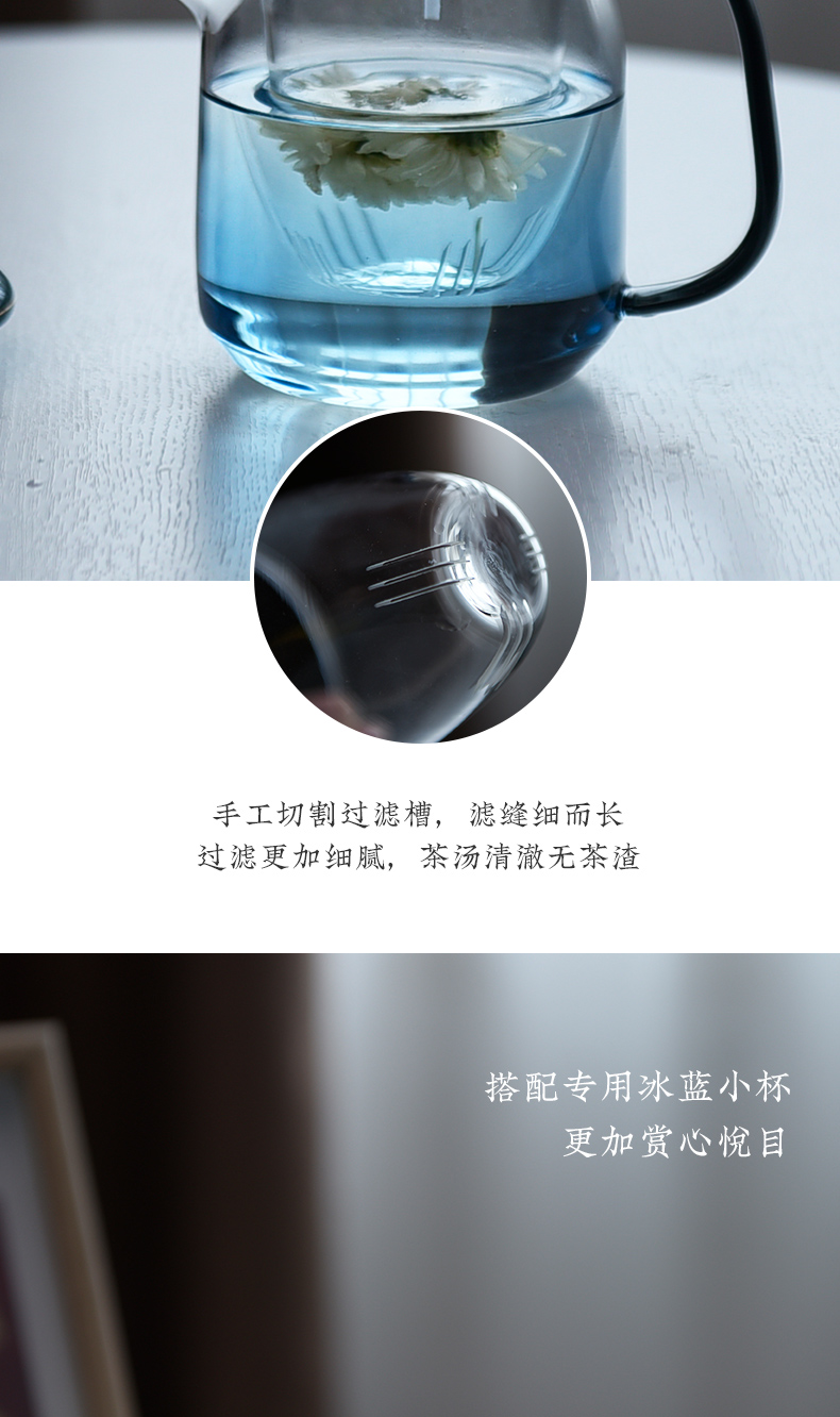 High temperature resistant ceramic teapot story glass kung fu tea set suits for Chinese style household small single pot of filtering flower pot