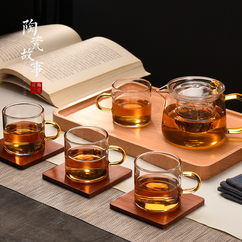 Ceramic story glass tea set home sitting room is a small set of tea sets tea cups contracted ground tea gift box package