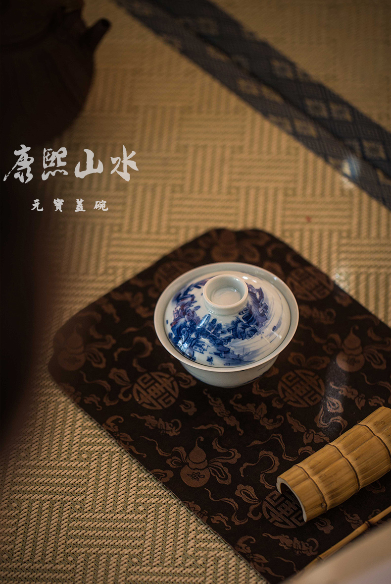 High - end checking hand - made ceramic story town tureen only three tureen single kangxi landscape wing tureen