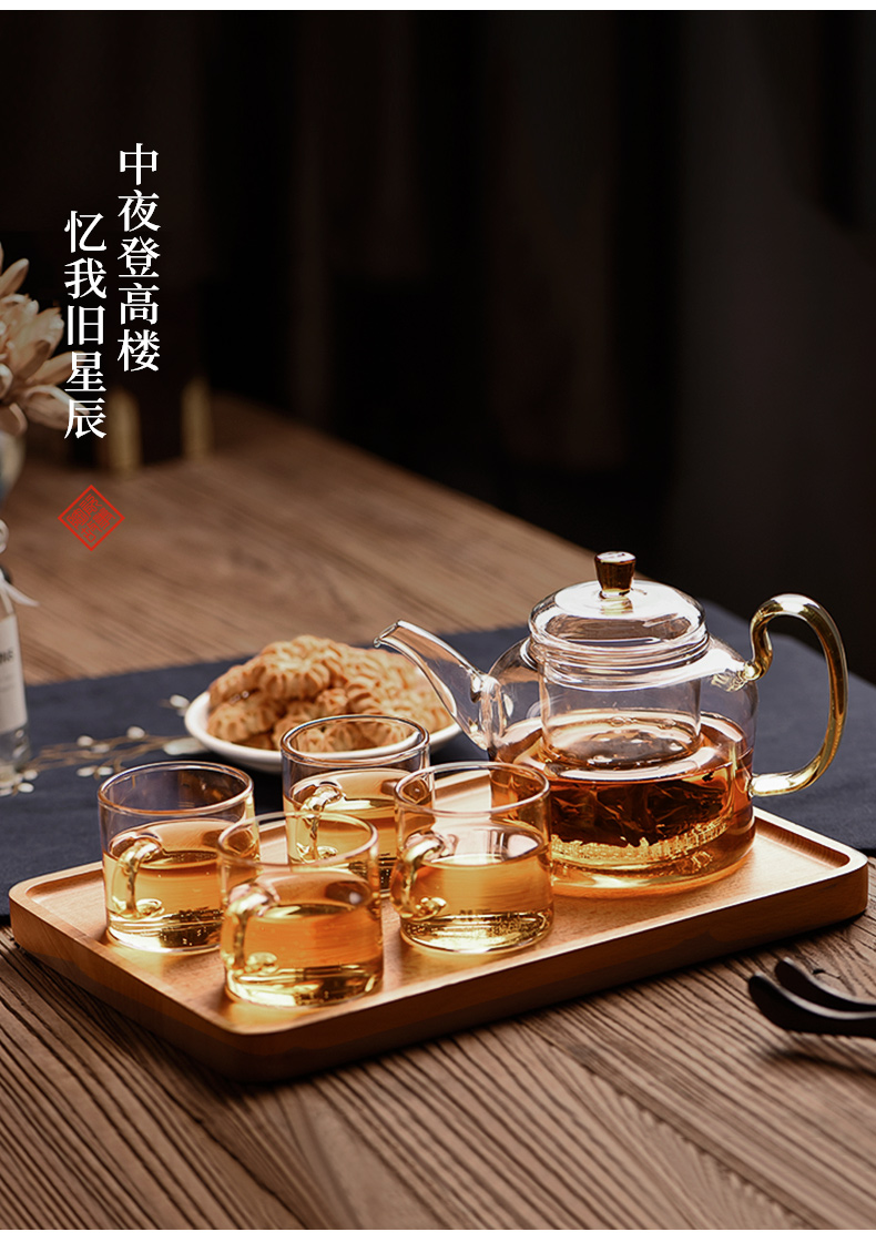 Ceramic story glass teapot teapot high - temperature household single pot of filtration separation of tea flower teapot red tea sets