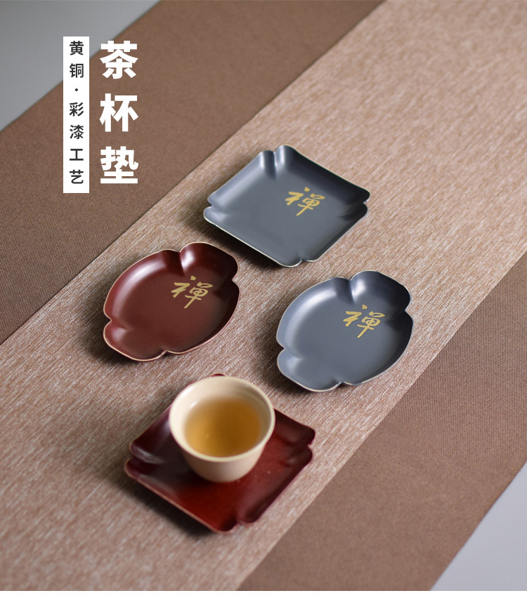 Ceramic story's brass cup pad insulation as antiskid cup Chinese zen kung fu tea accessories with zero