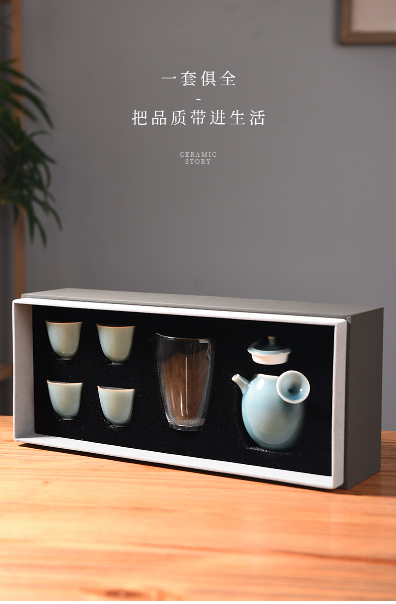 The Story of pottery and porcelain tea sets of household light cup high - grade gift boxes and decoration of Chinese style office receive a visitor kung fu tea set