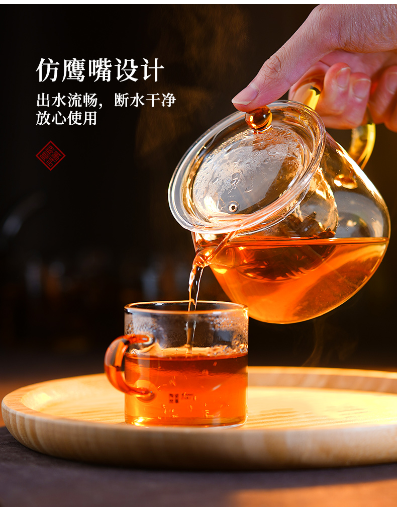 Ceramic story kung fu tea set suit household light cup tea tray of a complete set of high - end key-2 luxury Chinese small glass teapot