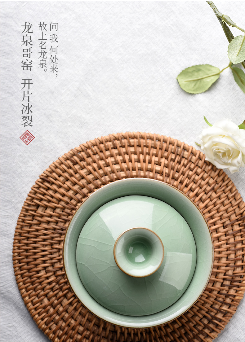 Tureen longquan celadon kung fu tea bowl with a single large ceramic cups only three cups of tea sets of household