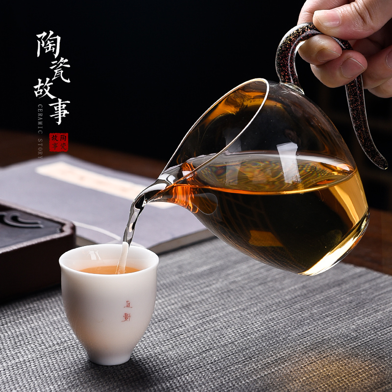 Ceramic fair story caijing cup upset heat - resistant transparent glass manual high - grade filter portion male cup of tea, tea sets