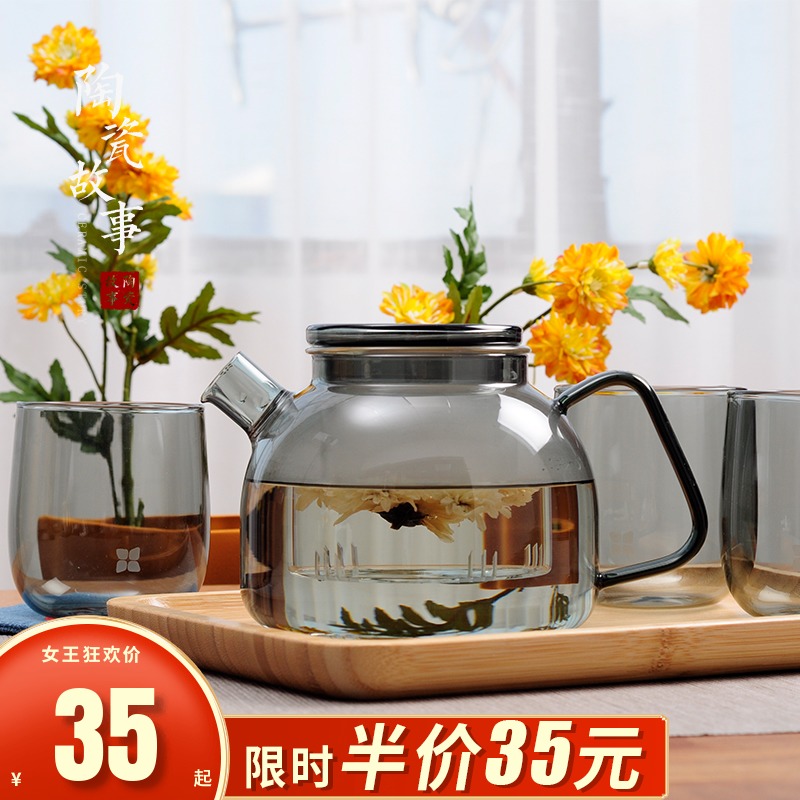 Ceramic fruit tea tea tea set suits for the members of the French based boiled tea tea flower pot heating