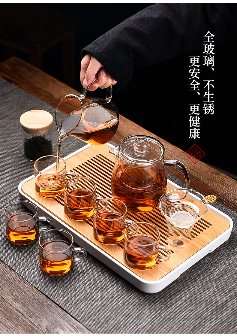 Ceramic story glass teapot suit kung fu tea cup home office contracted sitting room tea tea tray