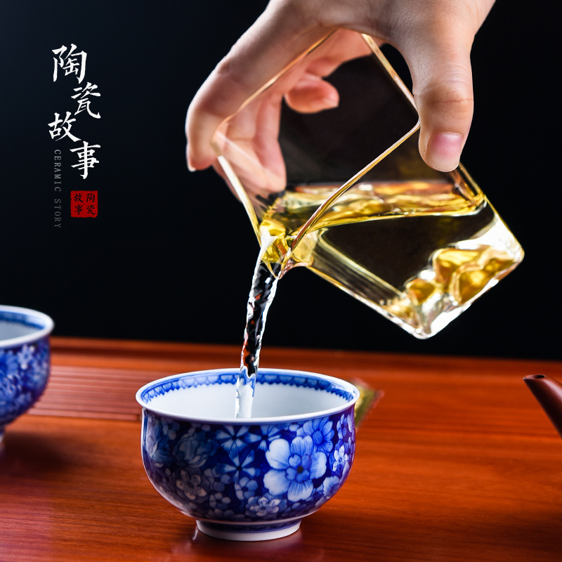 Ceramic fair story hills and green tea cup of heat - resistant glass filter points of high - grade tea sea kung fu tea accessories